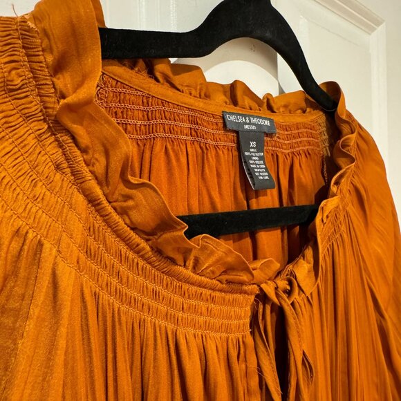 Fall Satin Pleated Ruffle Mini Dress - Size XS - Picture 5 of 6